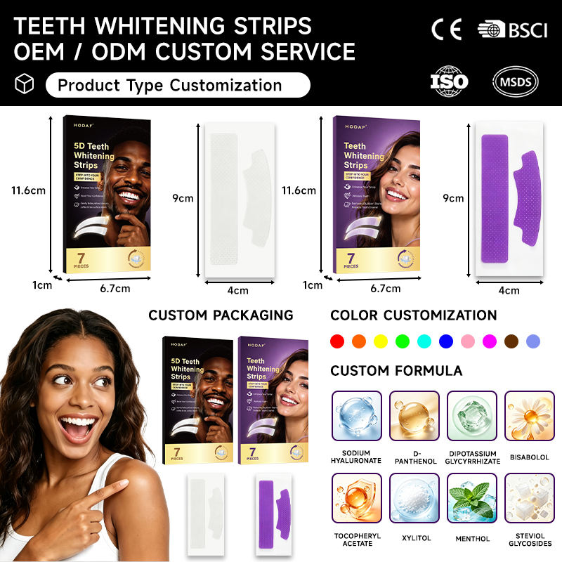 Private Label OEM ODM Custom Logo 5D Wide Contour Fit Whitening Teeth Strips