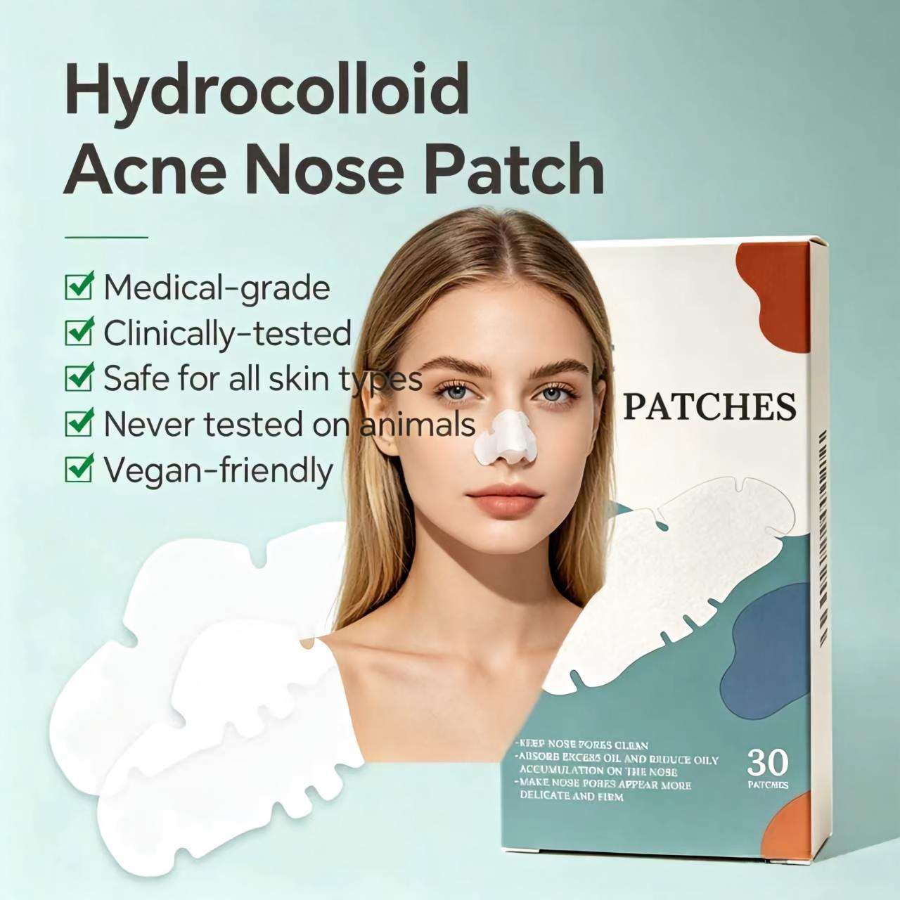 Large Contour Hydrocolloid Nose Acne Patches Pimple Blemish Patches Clean Beauty Skin Care for Oily Combination Skin