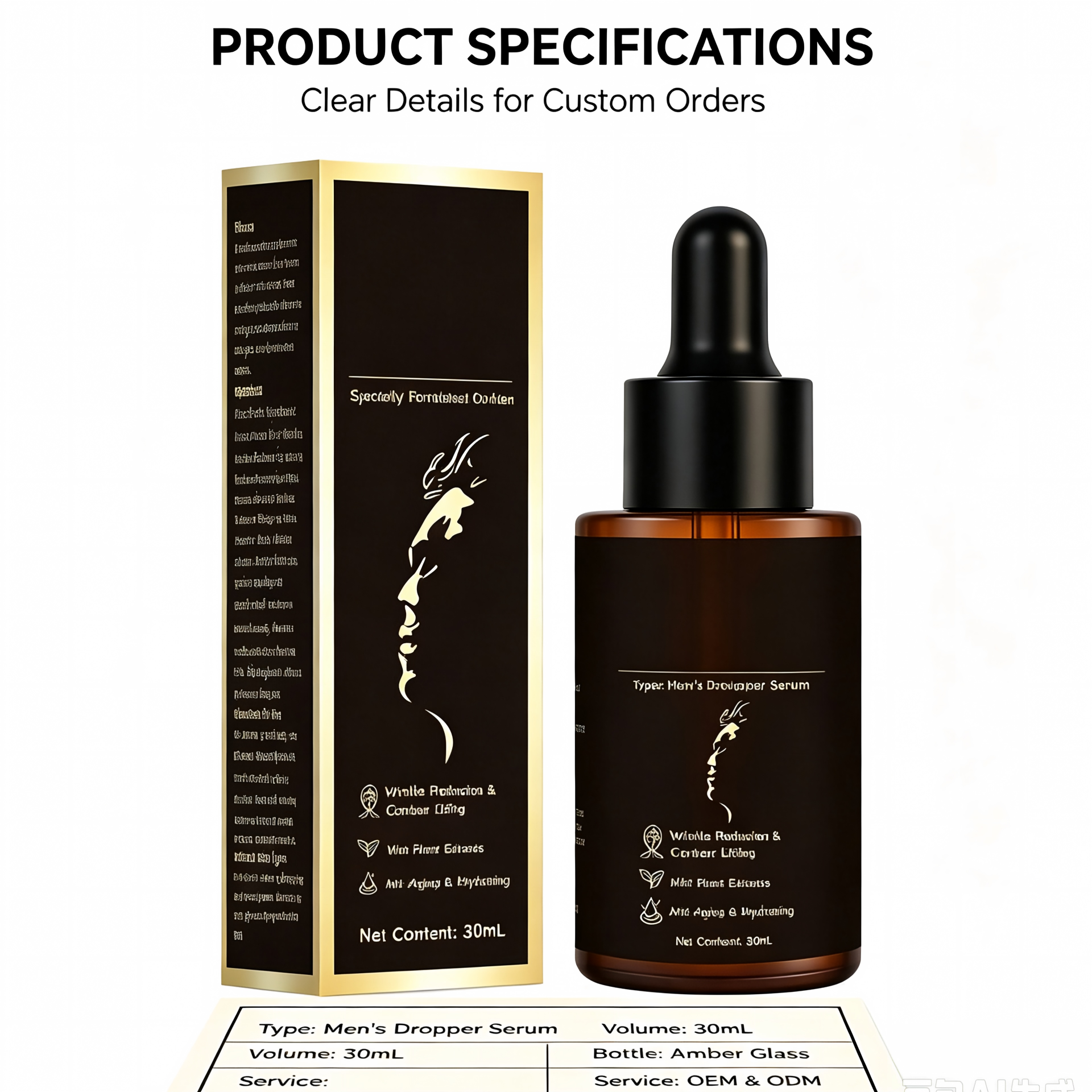 Private Label Men's Face Serum Custom Packaging & Logo OEM ODM Manufacturer Global Supply