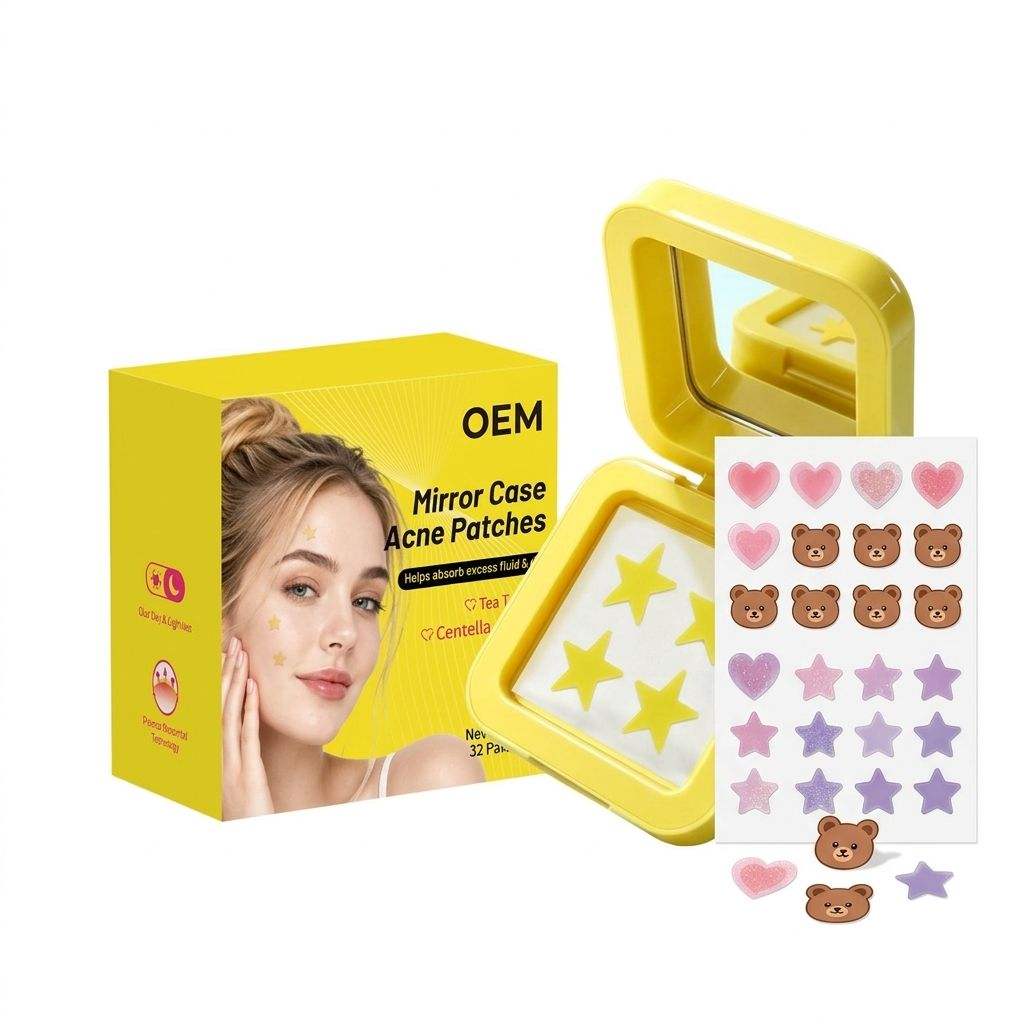 Portable Mirror Case Acne Patches Multi Shape Star Acne Spot Patch Absorb Excess Fluid Day Night Facial Care