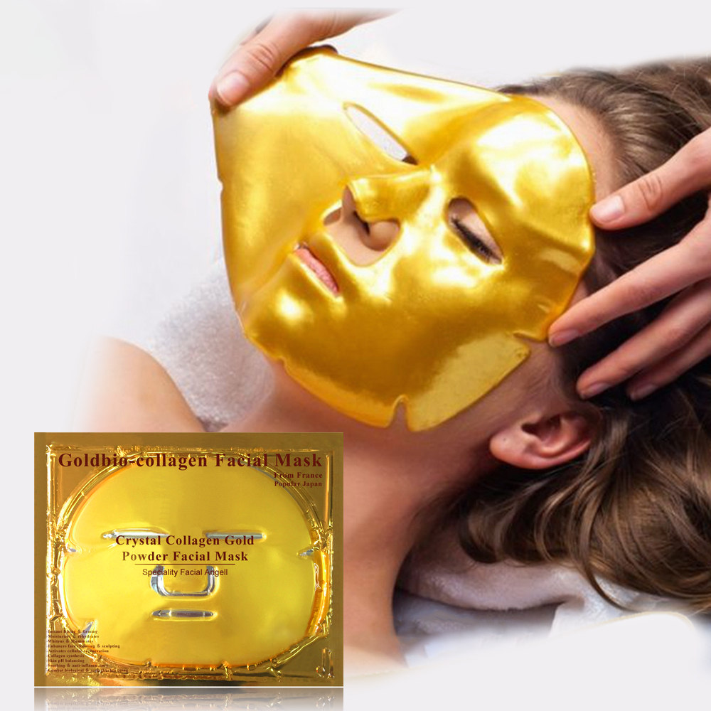 Private Label 24K Gold Collagen Facial Sheet Moisturizing Nourishing Crystal Hydrogel Face Skin Care OEM Custom Logo