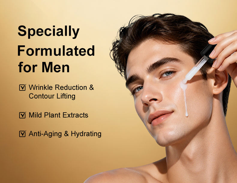 Men's Firming Anti-Wrinkle Moisturizer Liquid Serum Retinyl Palmitate Squalane Hyaluronic Acid 30mL Face Private Label
